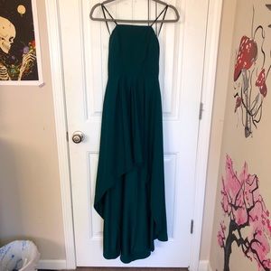 Strapless emerald green prom dress
